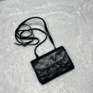 HOBO The Original Small Black Leather Crossbody Purse Wallet 6" L x 4" Ht